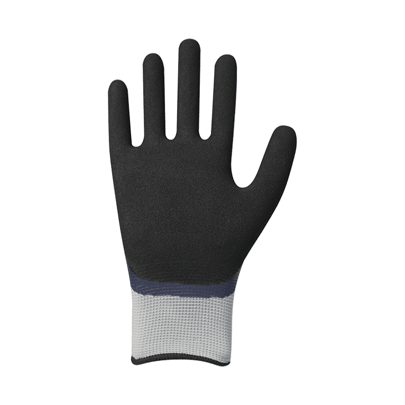 13G polyester liner na may sandy nitrile double coating