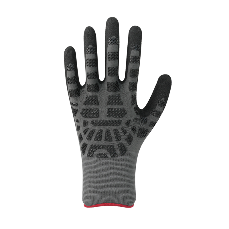 15g naylon/spandex liner na may sandy nitrile coating, nitrile padding sa likod