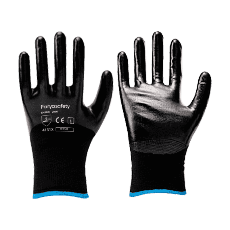 13G polyester shell+10 acrylic brushed na may 3/4 nitrile coating