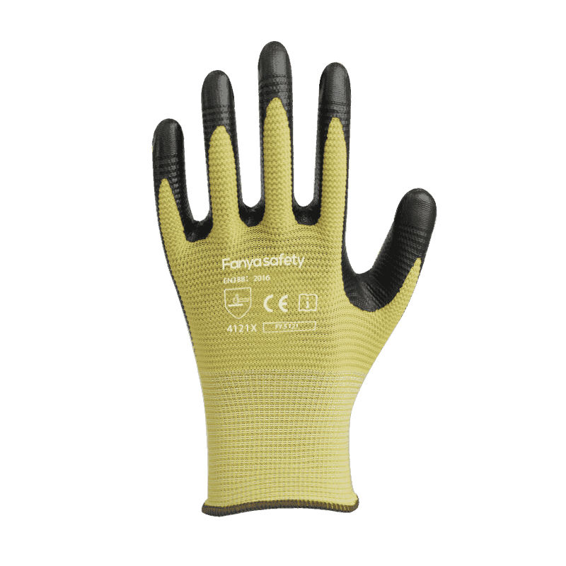 13G polyester ribbed liner na may nitrile coating