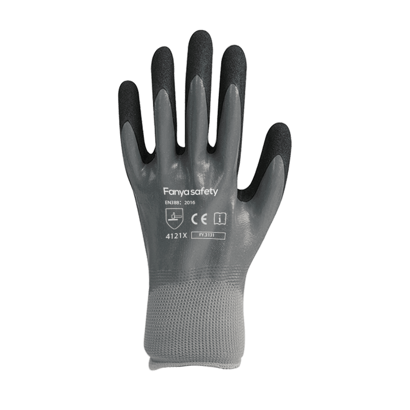 13G polyester liner na may sandy nitrile double coating