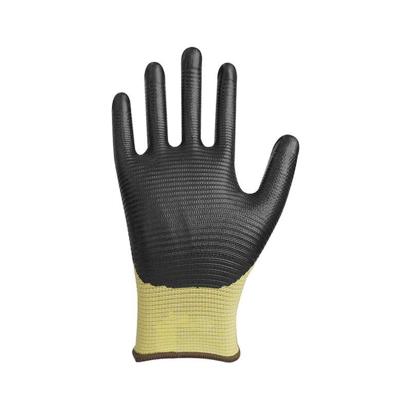 13G polyester ribbed liner na may nitrile coating